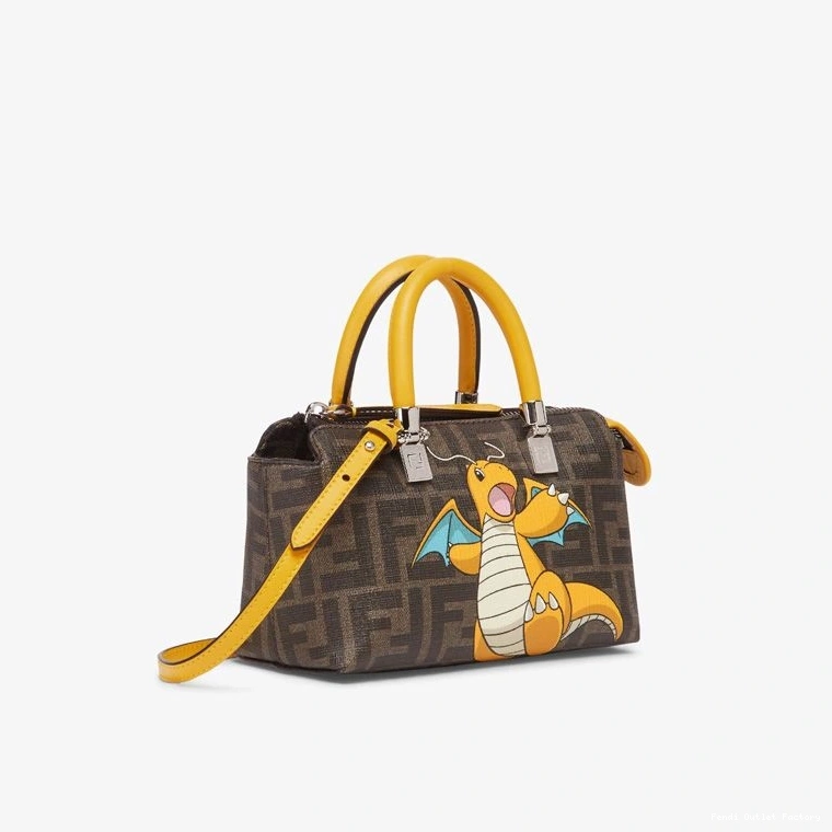 Cheap HOT Brown FF Pokmon Motif Boston Dragon Way Mini Fabric Bag Yellow The By In Fendi 0824